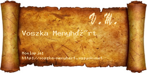 Voszka Menyhért névjegykártya